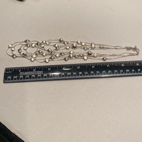 NIB Silver Dots on Cascading Silvertone Chains - Picture 3 of 5